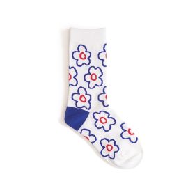 Cute cartoon flower socks cotton girl in stockings (Color: White)
