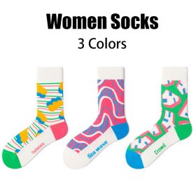 3 Pairs Women  Colorful Compression Crew Running Socks Athletic Socks Work Hiking Basketball Anti-odor And Anti-slip Sport Socks  For Running Fit (Option: Women)